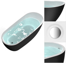Load image into Gallery viewer, Freestanding Bathtub 68" Acrylic UPC Certified - Matte Black (outside) & White (inside)
