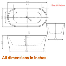 Load image into Gallery viewer, Freestanding Soaking Bathtub, Acrylic, UPC Certified, Drain & Overflow Assembly Included