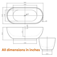 Load image into Gallery viewer, Freestanding Soaking Bathtub, 70" Acrylic, UPC Certified, Drain & Overflow Assembly Included