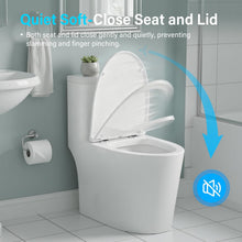 Load image into Gallery viewer, 12 in Rough-In 1-Piece, 0.9/1.3 GPF Dual Flush Elongated Toilet in White Ceramic with Soft-Close Seat 17.13 in Height