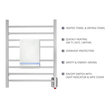 Load image into Gallery viewer, Heatgene Wall Mounted 8 Square Bar Hardwired/Plug-in Towel Warmer