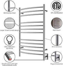 Load image into Gallery viewer, Heatgene 12 Bar Hardwired/Plug-in Towel Warmer - HG-6441