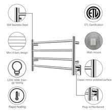 Load image into Gallery viewer, HEATGENE 4 Bar Wall-Mounted Plug-in / Hard-wiring Towel Warmer - HG-64153