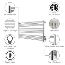 Load image into Gallery viewer, HEATGENE 12 Bar Wall-Mounted Plug-in / Hard-wiring Towel Warmer - HG-64155