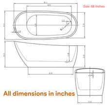 Load image into Gallery viewer, Acrylic Freestanding Soaking Bathtub, UPC Certified, Drain &amp; Overflow Assembly Included
