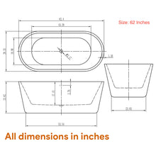 Load image into Gallery viewer, Freestanding Soaking Bathtub, Acrylic, UPC Certified, Drain &amp; Overflow Assembly Included
