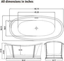 Load image into Gallery viewer, Freestanding Bathtub, 66" Acrylic, UPC Certified
